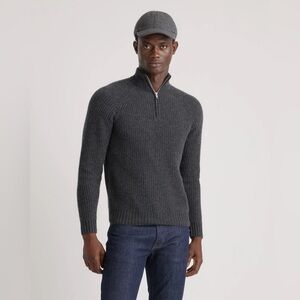 Men's Charcoal Gray Cashmere Mongolian Zip Sweater NWT SIZE Large